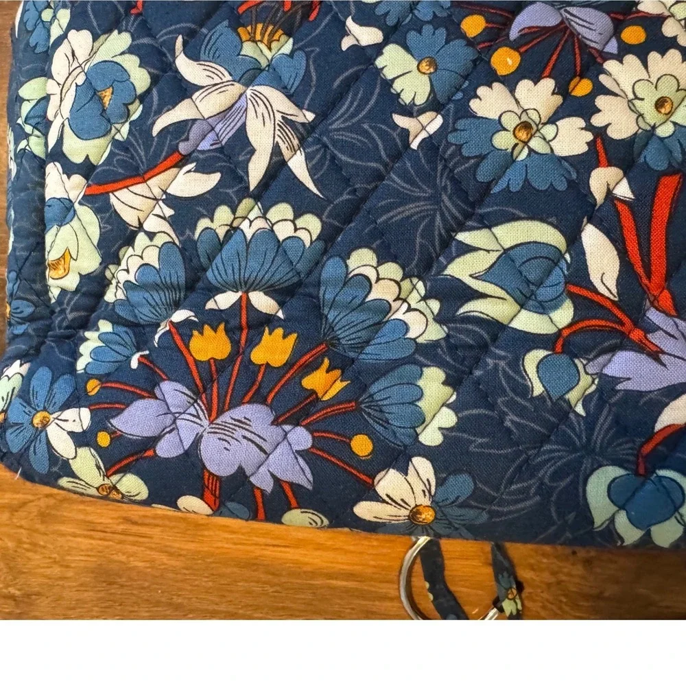 Vera Bradley Navy Floral Quilted Cosmetic Case